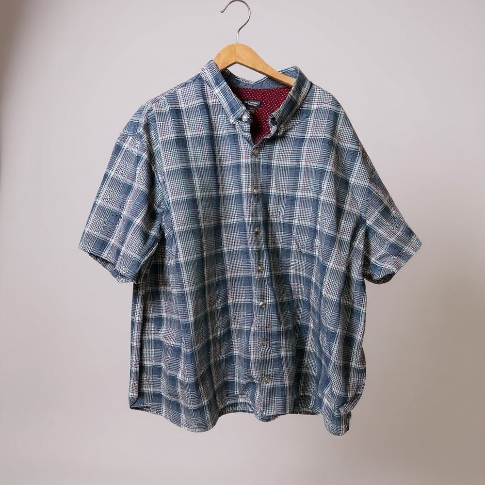 Van Heusen Men's Blue and White Checkered Shirt